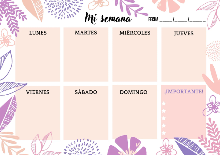 Planificador Semanal Lila - Rosa