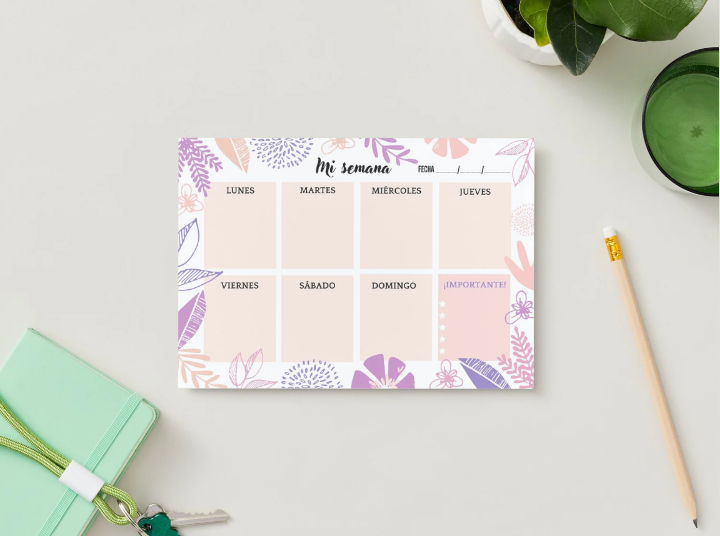 Planificador Semanal Lila - Rosa